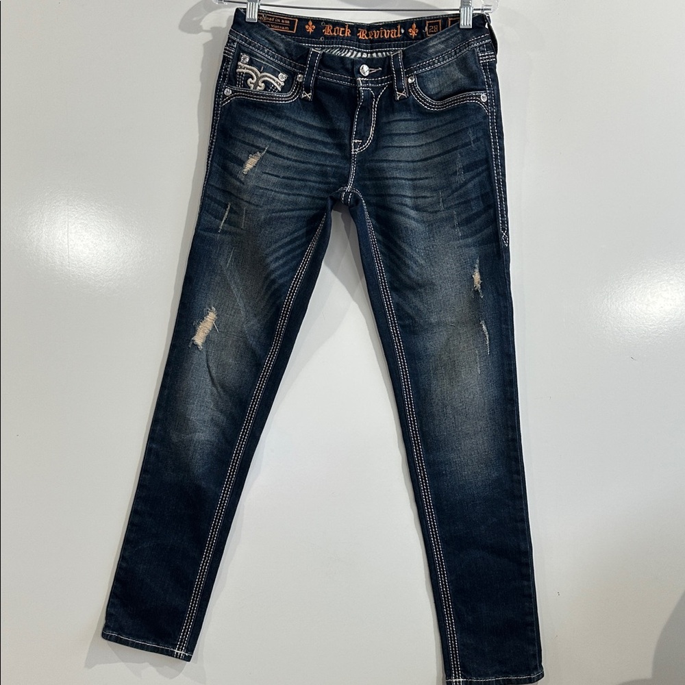 Rock Revival Drew Cuffed Skinny Jeans size 28